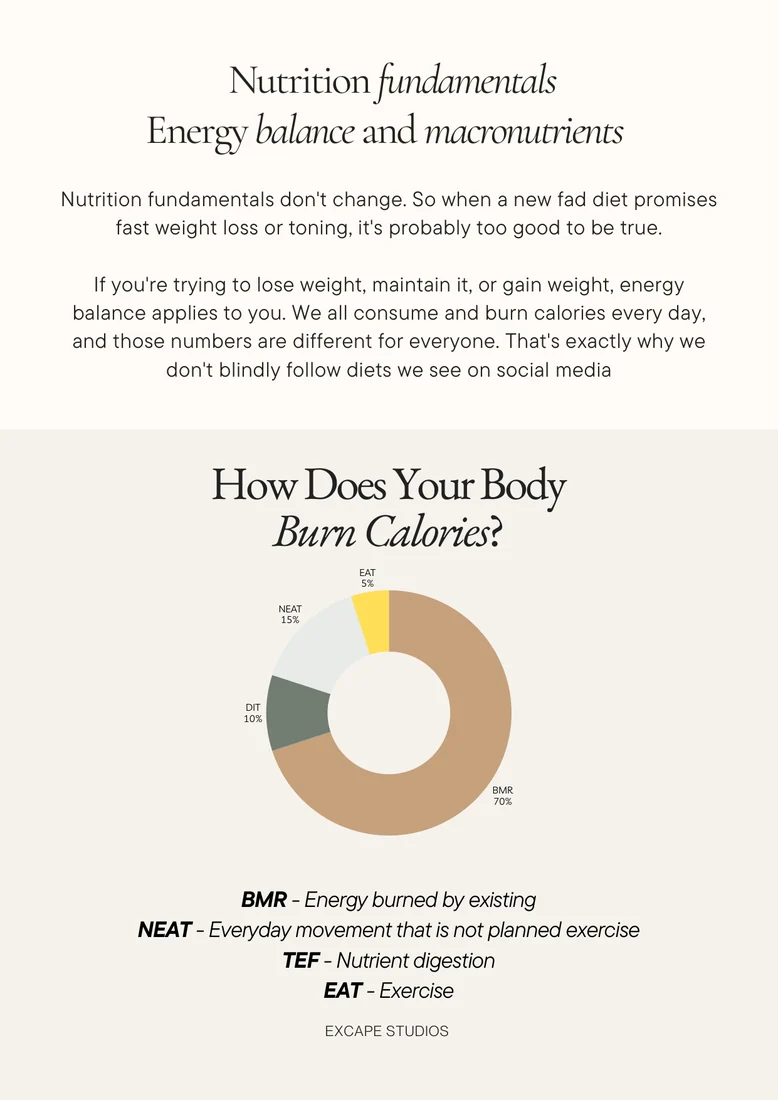 A page from the Excape nutrition booklet